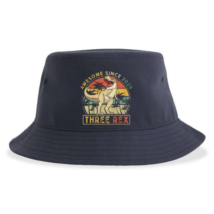 K.ids Three Rex 3rd Birthday S.hirt Third Dinosaur 3 Year Old Sustainable Bucket Hat