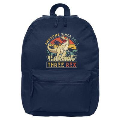 K.ids Three Rex 3rd Birthday S.hirt Third Dinosaur 3 Year Old 16 in Basic Backpack