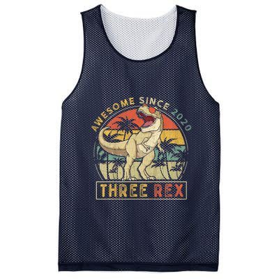 K.ids Three Rex 3rd Birthday S.hirt Third Dinosaur 3 Year Old Mesh Reversible Basketball Jersey Tank