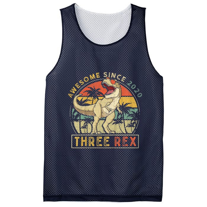 K.ids Three Rex 3rd Birthday S.hirt Third Dinosaur 3 Year Old Mesh Reversible Basketball Jersey Tank