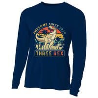 K.ids Three Rex 3rd Birthday S.hirt Third Dinosaur 3 Year Old Cooling Performance Long Sleeve Crew