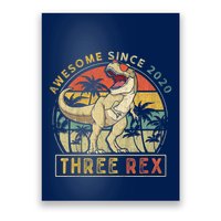 K.ids Three Rex 3rd Birthday S.hirt Third Dinosaur 3 Year Old Poster