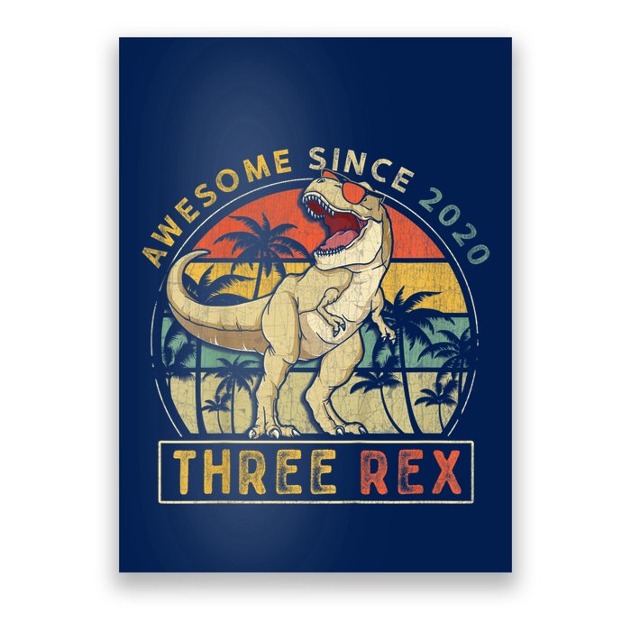 K.ids Three Rex 3rd Birthday S.hirt Third Dinosaur 3 Year Old Poster
