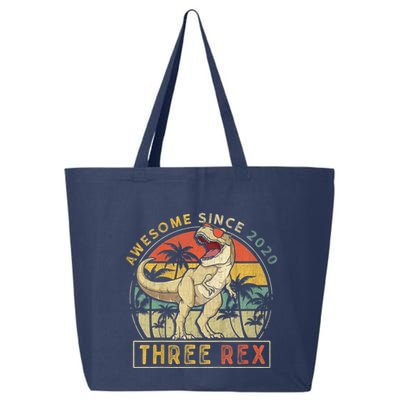 K.ids Three Rex 3rd Birthday S.hirt Third Dinosaur 3 Year Old 25L Jumbo Tote
