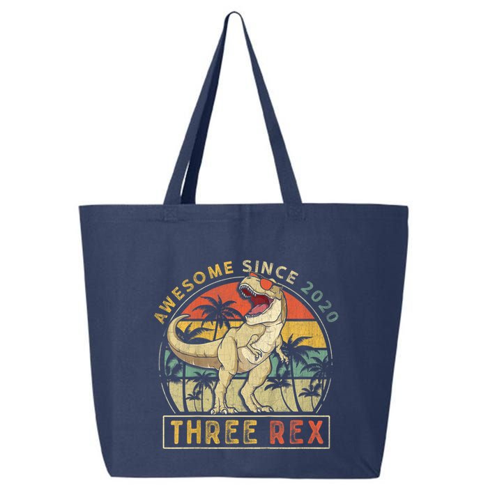 K.ids Three Rex 3rd Birthday S.hirt Third Dinosaur 3 Year Old 25L Jumbo Tote