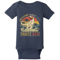 K.ids Three Rex 3rd Birthday S.hirt Third Dinosaur 3 Year Old Baby Bodysuit