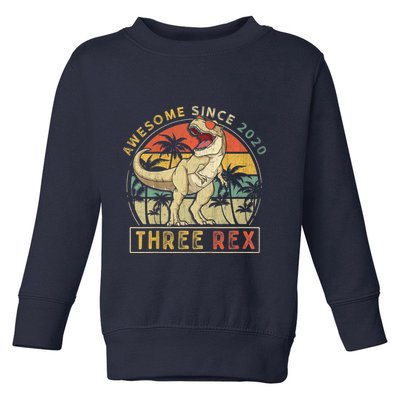 K.ids Three Rex 3rd Birthday S.hirt Third Dinosaur 3 Year Old Toddler Sweatshirt