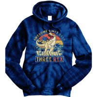 K.ids Three Rex 3rd Birthday S.hirt Third Dinosaur 3 Year Old Tie Dye Hoodie