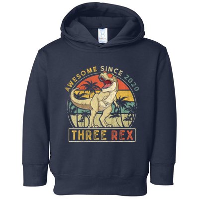 K.ids Three Rex 3rd Birthday S.hirt Third Dinosaur 3 Year Old Toddler Hoodie