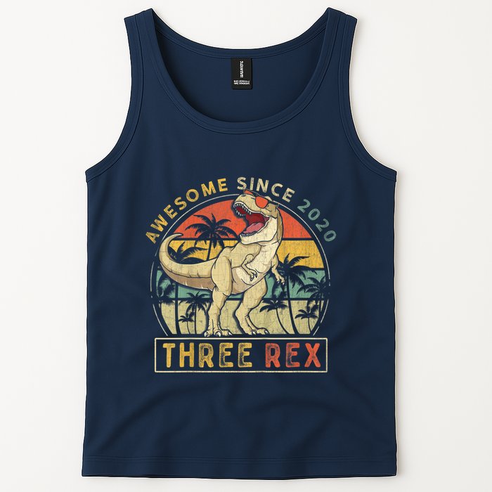K.ids Three Rex 3rd Birthday S.hirt Third Dinosaur 3 Year Old Tank Top
