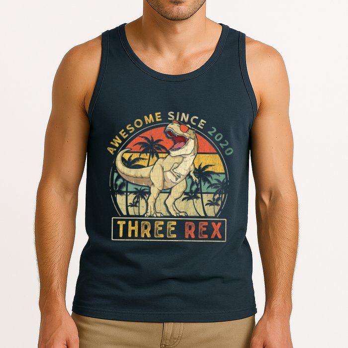 K.ids Three Rex 3rd Birthday S.hirt Third Dinosaur 3 Year Old Tank Top