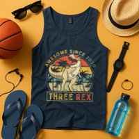 K.ids Three Rex 3rd Birthday S.hirt Third Dinosaur 3 Year Old Tank Top