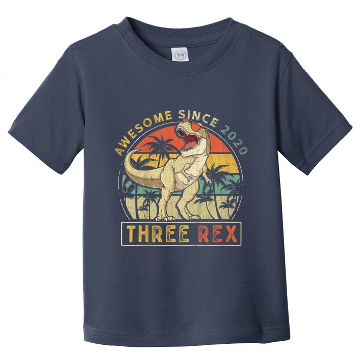 K.ids Three Rex 3rd Birthday S.hirt Third Dinosaur 3 Year Old Toddler T-Shirt