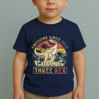 K.ids Three Rex 3rd Birthday S.hirt Third Dinosaur 3 Year Old Toddler T-Shirt