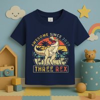 K.ids Three Rex 3rd Birthday S.hirt Third Dinosaur 3 Year Old Toddler T-Shirt