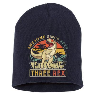 K.ids Three Rex 3rd Birthday S.hirt Third Dinosaur 3 Year Old Short Acrylic Beanie