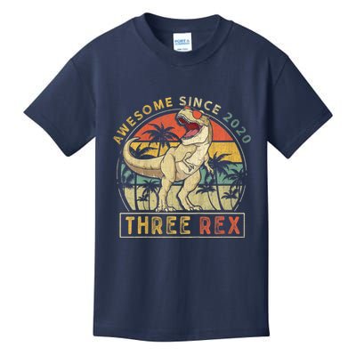 K.ids Three Rex 3rd Birthday S.hirt Third Dinosaur 3 Year Old Kids T-Shirt