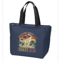 K.ids Three Rex 3rd Birthday S.hirt Third Dinosaur 3 Year Old Zip Tote Bag