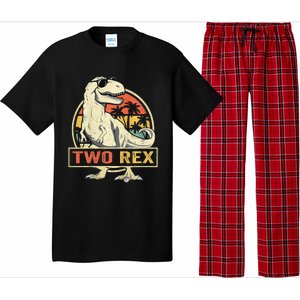 Kids Two Rex 2nd Birthday Gift Second Dinosaur 2 Year Old Pajama Set