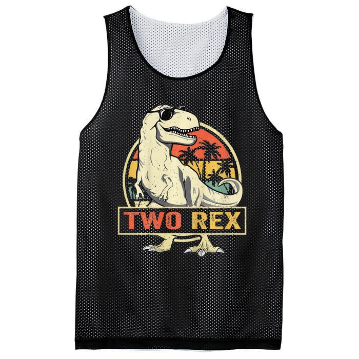 Kids Two Rex 2nd Birthday Gift Second Dinosaur 2 Year Old Mesh Reversible Basketball Jersey Tank