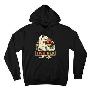 Kids Two Rex 2nd Birthday Gift Second Dinosaur 2 Year Old Tall Hoodie