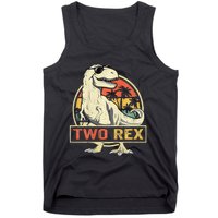 Kids Two Rex 2nd Birthday Gift Second Dinosaur 2 Year Old Tank Top