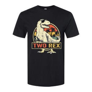 Kids Two Rex 2nd Birthday Gift Second Dinosaur 2 Year Old Softstyle CVC T-Shirt