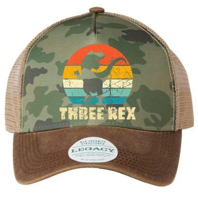 Kids Three Rex 3rd Birthday Third Dinosaur 3 Year Old Legacy Tie Dye Trucker Hat