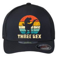 Kids Three Rex 3rd Birthday Third Dinosaur 3 Year Old Flexfit Unipanel Trucker Cap