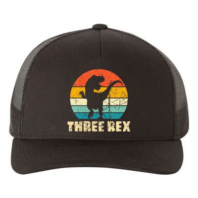 Kids Three Rex 3rd Birthday Third Dinosaur 3 Year Old Yupoong Adult 5-Panel Trucker Hat