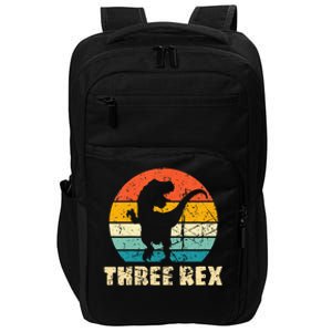 Kids Three Rex 3rd Birthday Third Dinosaur 3 Year Old Impact Tech Backpack