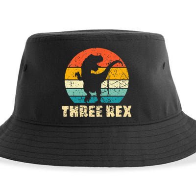 Kids Three Rex 3rd Birthday Third Dinosaur 3 Year Old Sustainable Bucket Hat