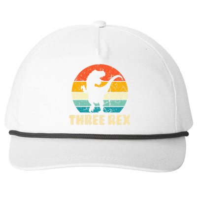 Kids Three Rex 3rd Birthday Third Dinosaur 3 Year Old Snapback Five-Panel Rope Hat