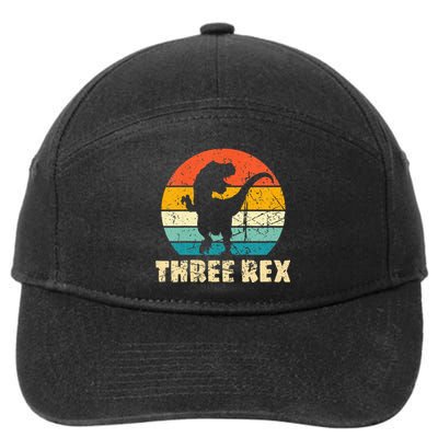 Kids Three Rex 3rd Birthday Third Dinosaur 3 Year Old 7-Panel Snapback Hat