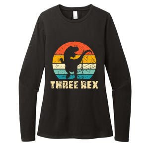 Kids Three Rex 3rd Birthday Third Dinosaur 3 Year Old Womens CVC Long Sleeve Shirt