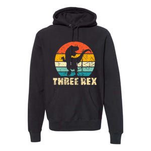 Kids Three Rex 3rd Birthday Third Dinosaur 3 Year Old Premium Hoodie