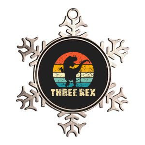 Kids Three Rex 3rd Birthday Third Dinosaur 3 Year Old Metallic Star Ornament