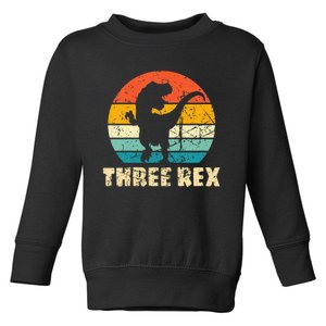 Kids Three Rex 3rd Birthday Third Dinosaur 3 Year Old Toddler Sweatshirt