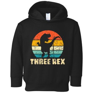 Kids Three Rex 3rd Birthday Third Dinosaur 3 Year Old Toddler Hoodie