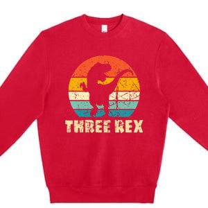 Kids Three Rex 3rd Birthday Third Dinosaur 3 Year Old Premium Crewneck Sweatshirt