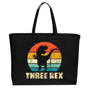 Kids Three Rex 3rd Birthday Third Dinosaur 3 Year Old Cotton Canvas Jumbo Tote