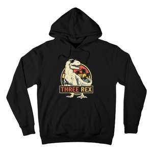 Kids Three Rex 3rd Birthday Third Dinosaur 3 Year Old Hoodie