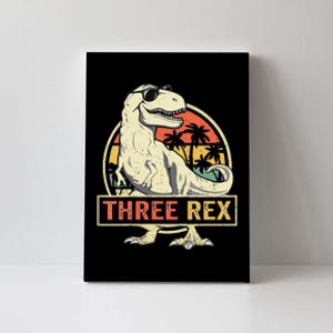 Kids Three Rex 3rd Birthday Third Dinosaur 3 Year Old Canvas