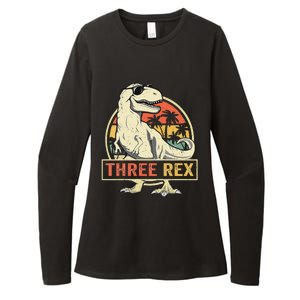 Kids Three Rex 3rd Birthday Third Dinosaur 3 Year Old Womens CVC Long Sleeve Shirt