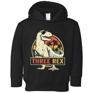 Kids Three Rex 3rd Birthday Third Dinosaur 3 Year Old Toddler Hoodie