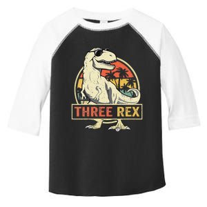 Kids Three Rex 3rd Birthday Third Dinosaur 3 Year Old Toddler Fine Jersey T-Shirt