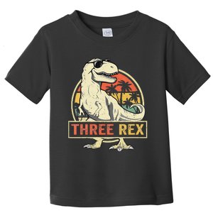 Kids Three Rex 3rd Birthday Third Dinosaur 3 Year Old Toddler T-Shirt