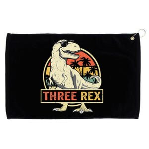 Kids Three Rex 3rd Birthday Third Dinosaur 3 Year Old Grommeted Golf Towel