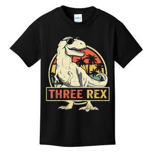 Kids Three Rex 3rd Birthday Third Dinosaur 3 Year Old Kids T-Shirt