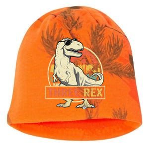 Kids Three Rex 3rd Birthday Third Dinosaur 3 Year Old Kati - Camo Knit Beanie